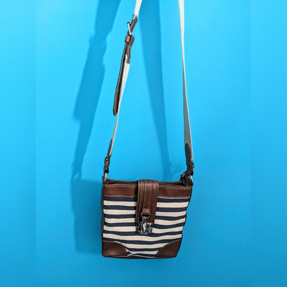 Chaps Navy Striped Handbag